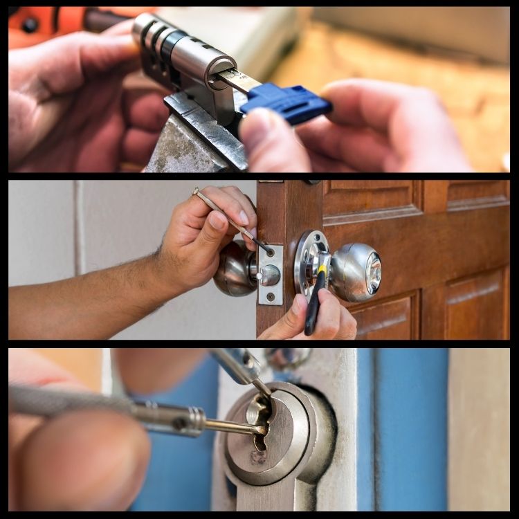 locksmith installing and picking open locks in Warrington